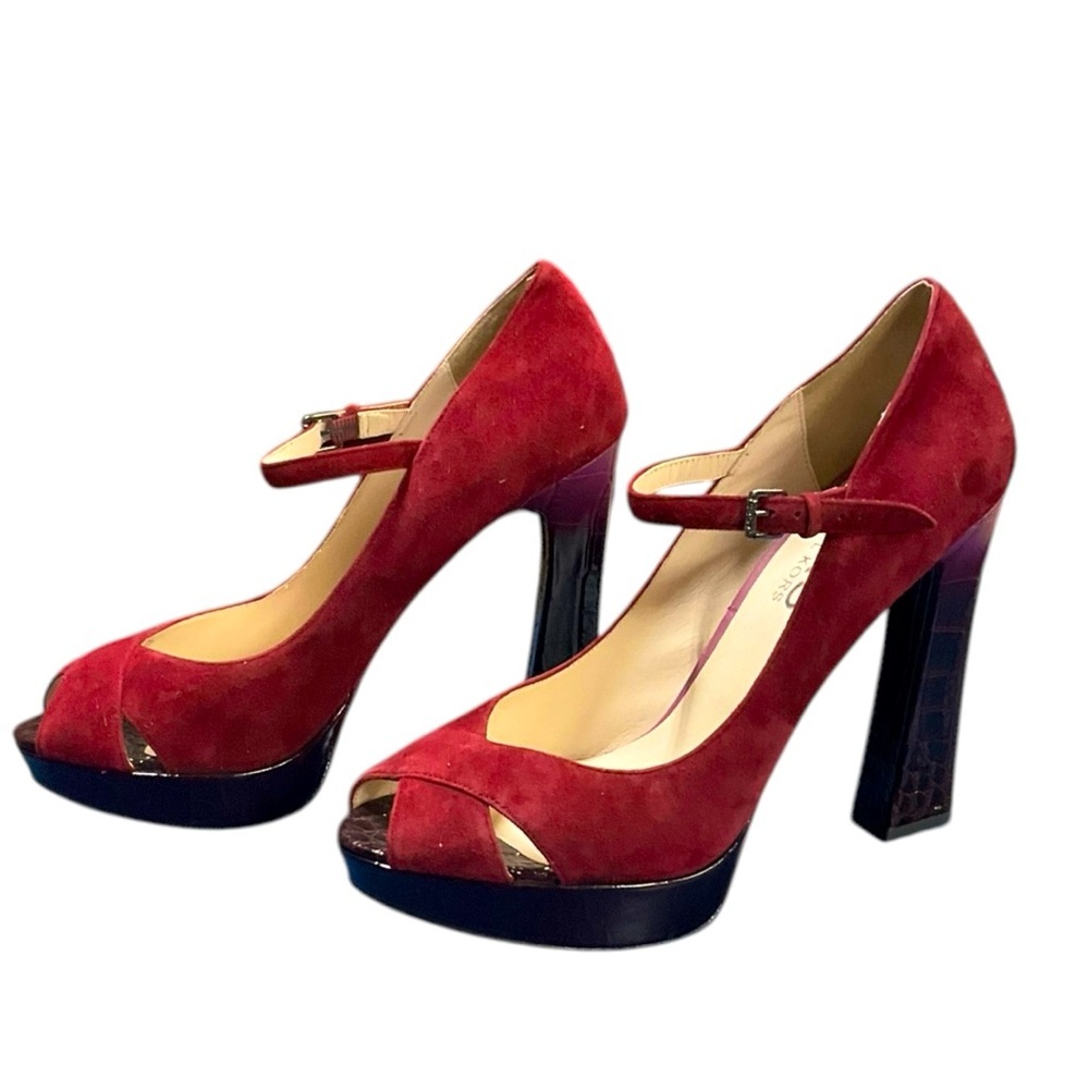 MICHAEL KORS Padova BORDEAUX SUEDE HIGH HEEL SHOE 9.5‎